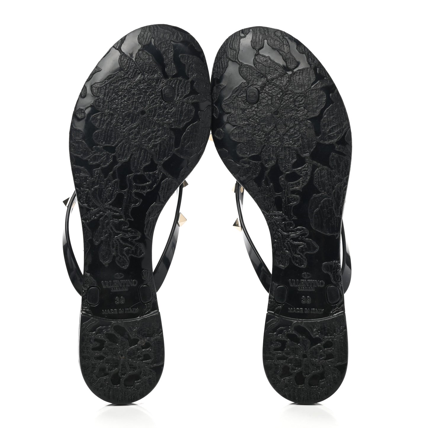 PVC Jelly Rockstud Bow Thong Sandals 39 Black