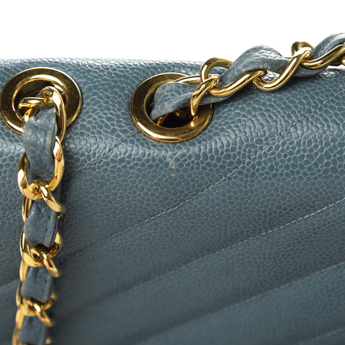 Caviar Diagonal Quilted Jumbo Single Flap Blue