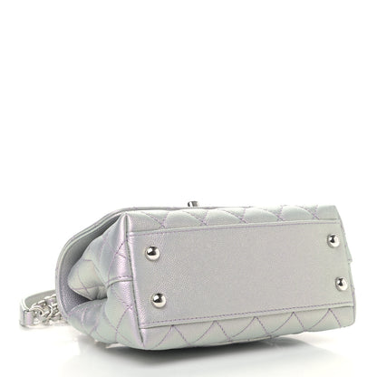 Chanel Iridescent Caviar Quilted Extra Mini Coco Handle Flap Purple 3 of 10