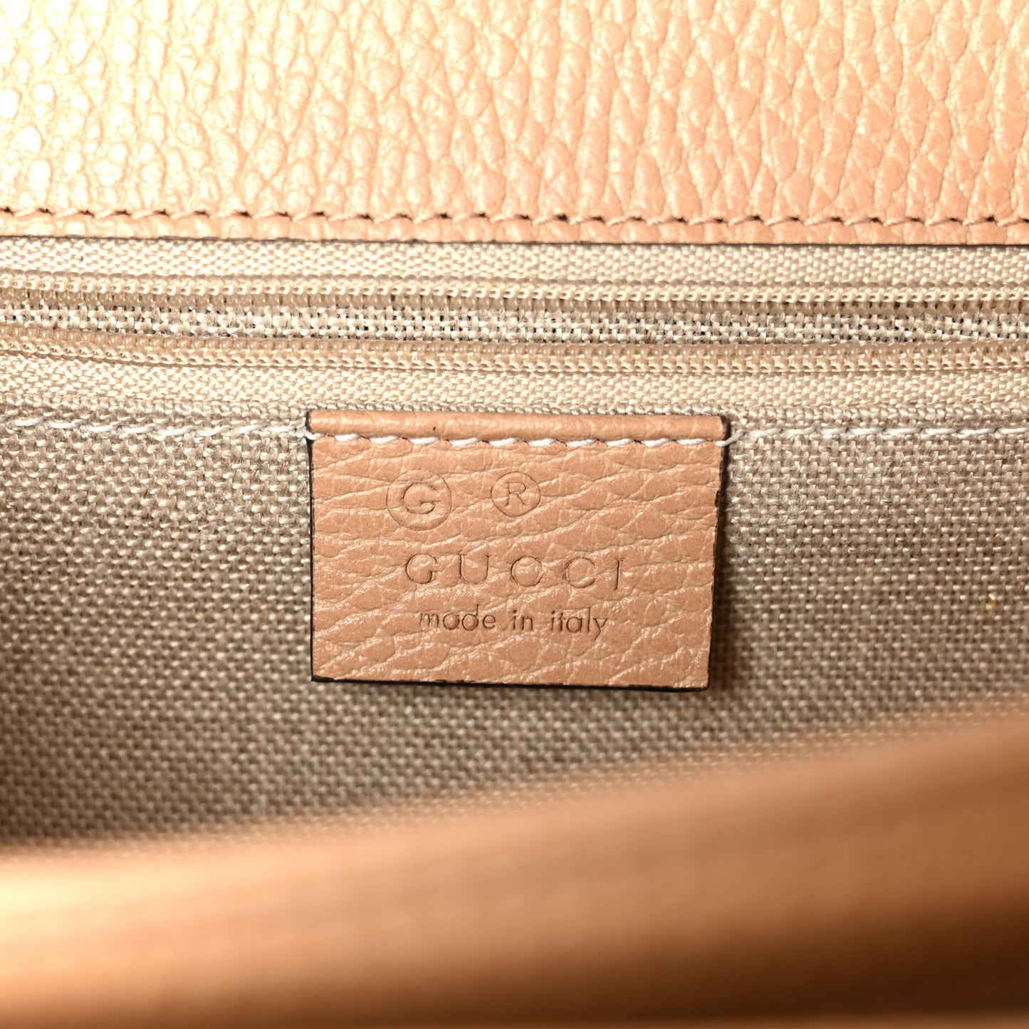 Dollar Calfskin Interlocking G Shoulder Bag Camelia
