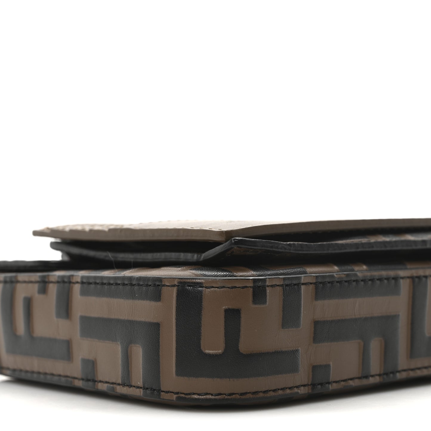 Vitello Soft F is Fendi Bi-Color FF 1974 Embossed Envelope Wallet On Chain with Pouches Maya Black