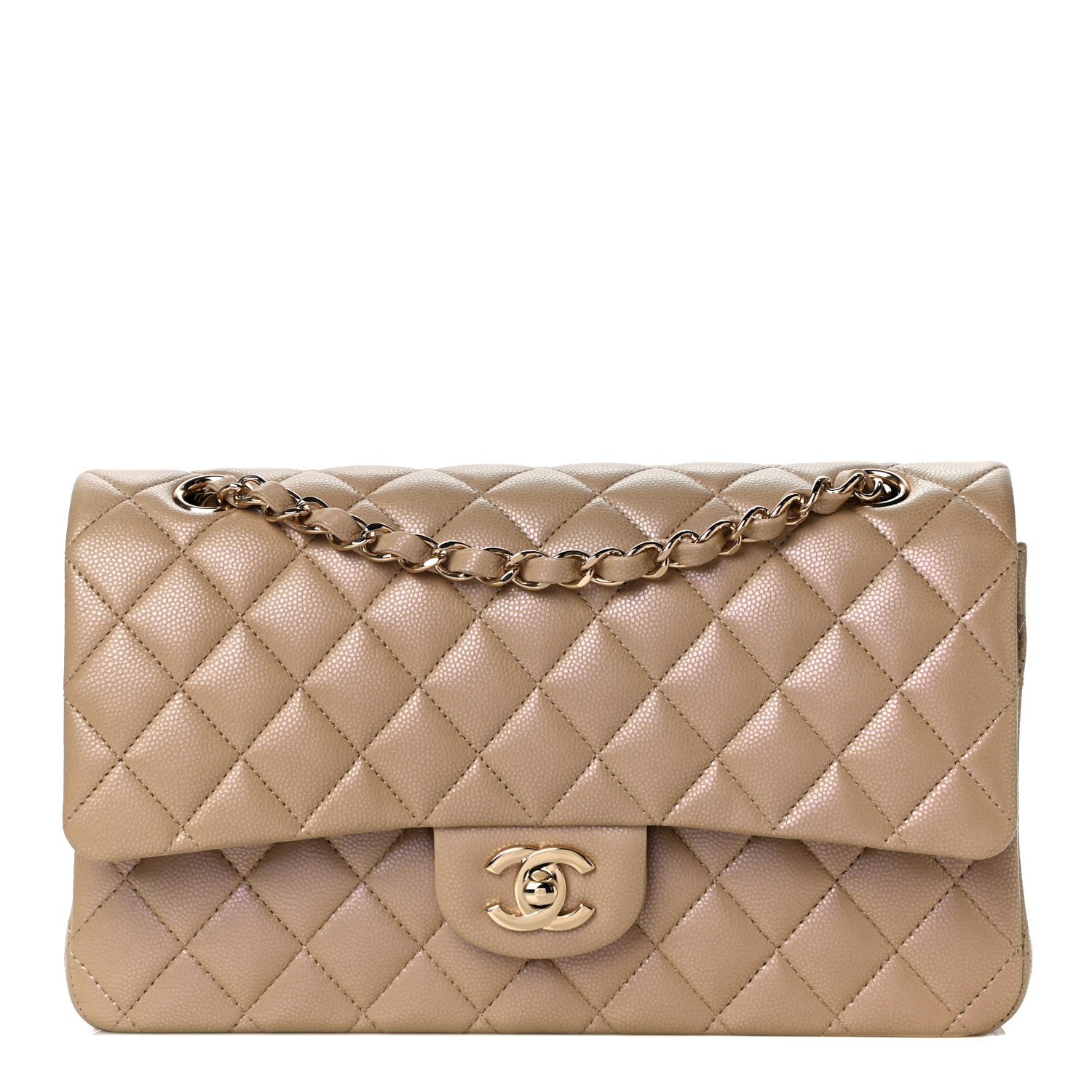 Chanel Iridescent Caviar Quilted Medium Double Flap Dark Beige 1 of 10