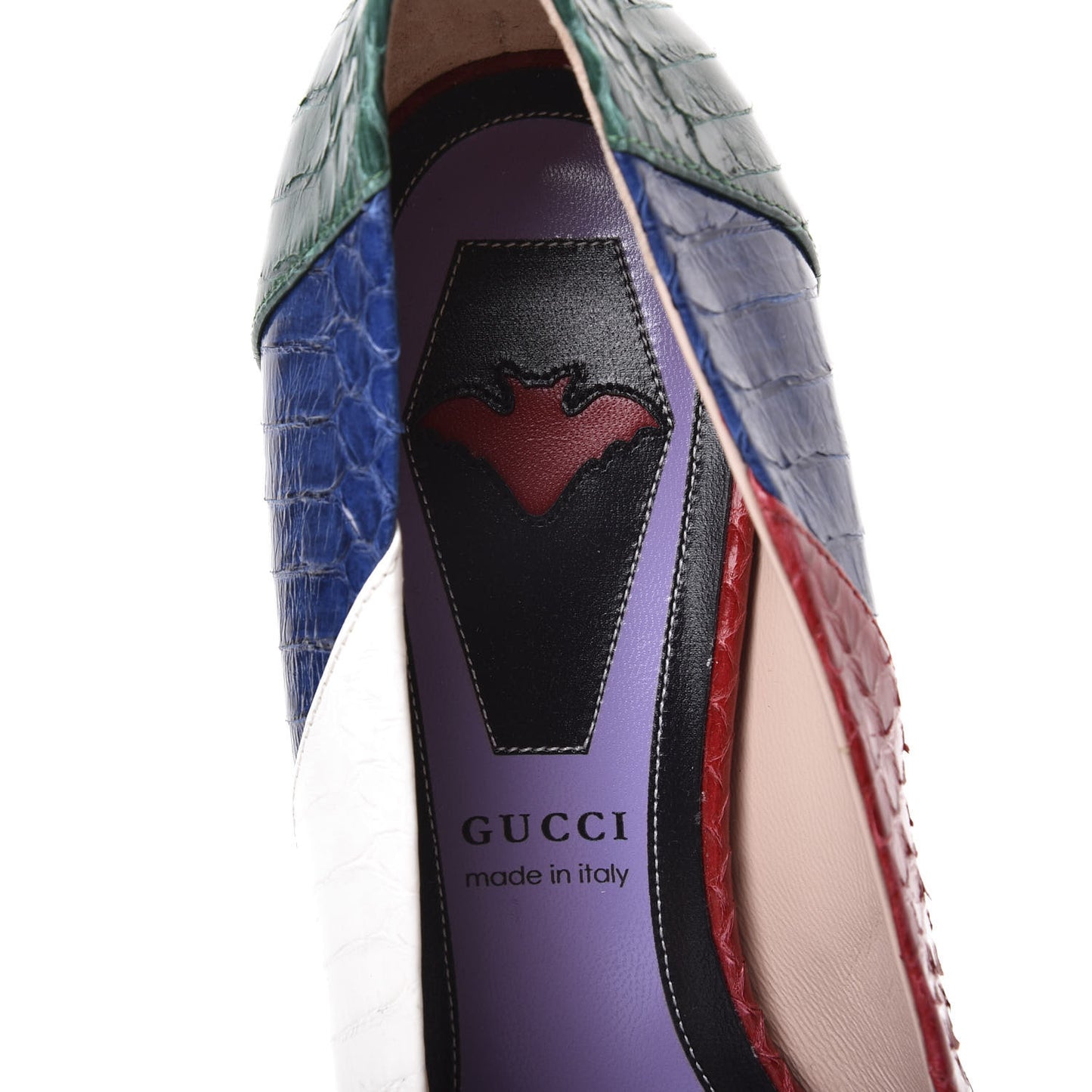 Snakeskin Crystal Double G Pumps 38.5 Multicolor