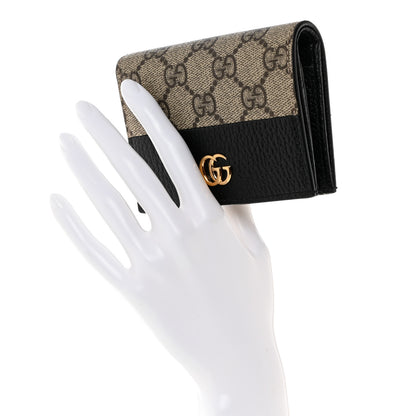 Gucci Dollar Calfskin GG Supreme Monogram GG Marmont Card Case Black Beige Ebony 2 of 8