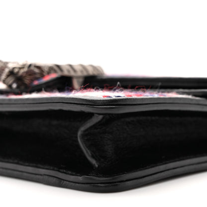 Gucci Vintage Tweed Check Super Mini Dionysus Shoulder Bag White Hibiscus Red Marine 9 of 13
