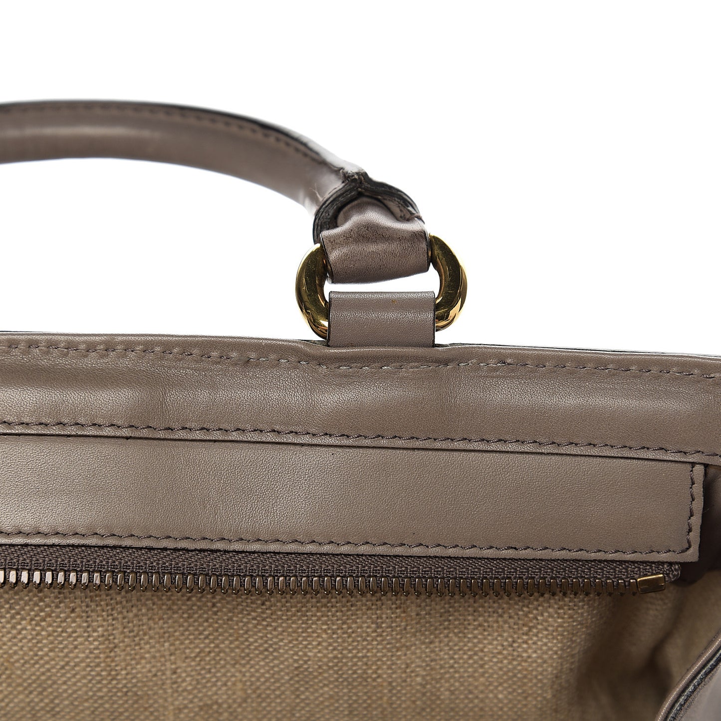 Calfskin Duilio Brogue Top Handle Bag Grey