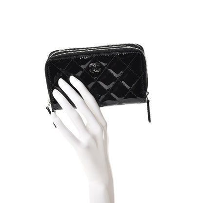 Chanel Patent Calfskin Quilted Zip Around Phone Holder Black 2 of 8