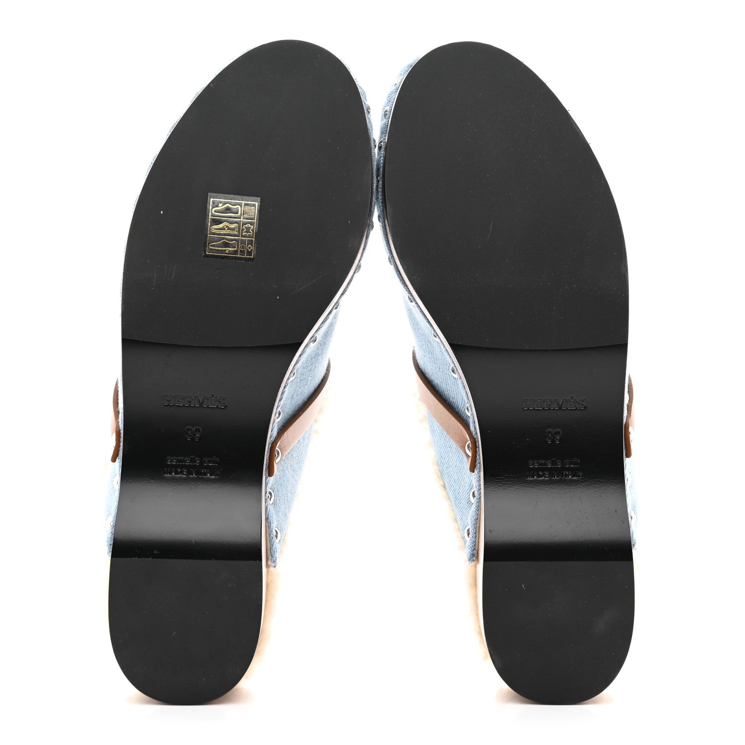 Hermes Denim Wool Carlotta Mules 39 Bleu Clair Naturel 5 of 7