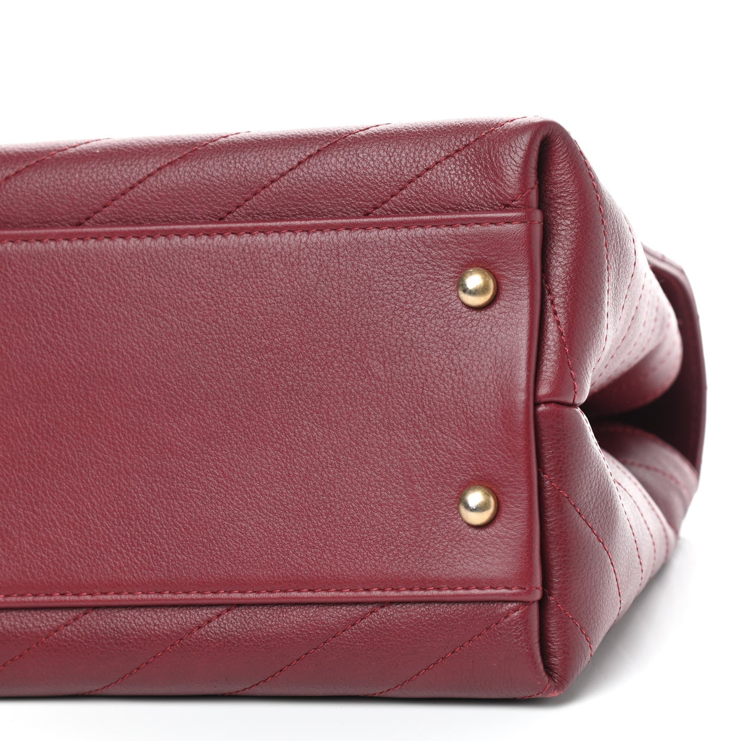 Chanel Grained Calfskin Stitched Chevron Medium Chic Top Handle Flap Red 6 of 8