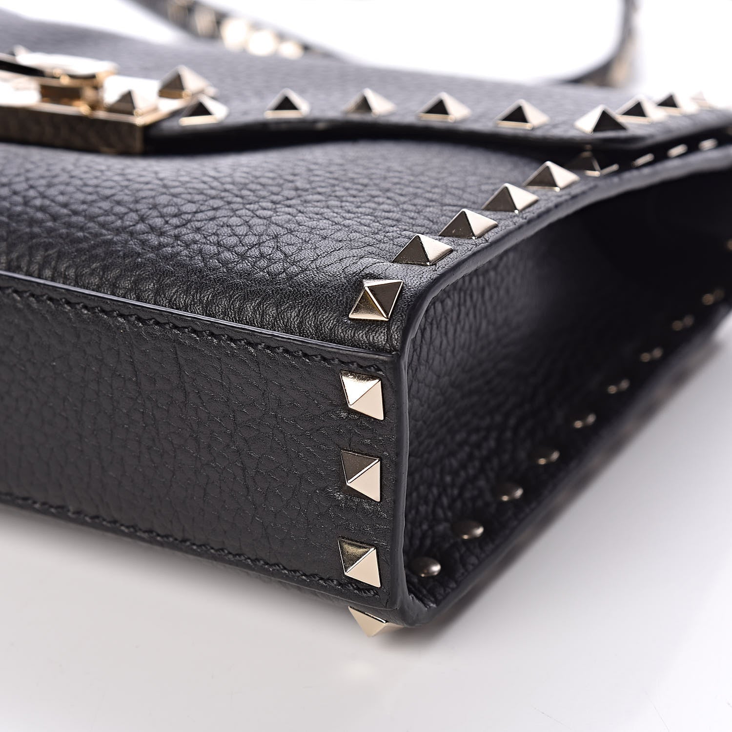 Valentino Garavani Pebbled Calfskin Medium Rockstud Flip Lock Crossbody Bag Black 8 of 8