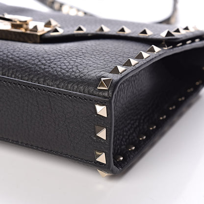 Valentino Garavani Pebbled Calfskin Medium Rockstud Flip Lock Crossbody Bag Black 8 of 8