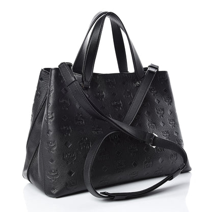 MCM Calfskin Ottomar Monogram Large Essential Tote Black 4 of 16