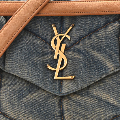 Saint Laurent Denim Quilted Small Loulou Puffer Monogram Chain Satchel Blue Cinnamon 8 of 10