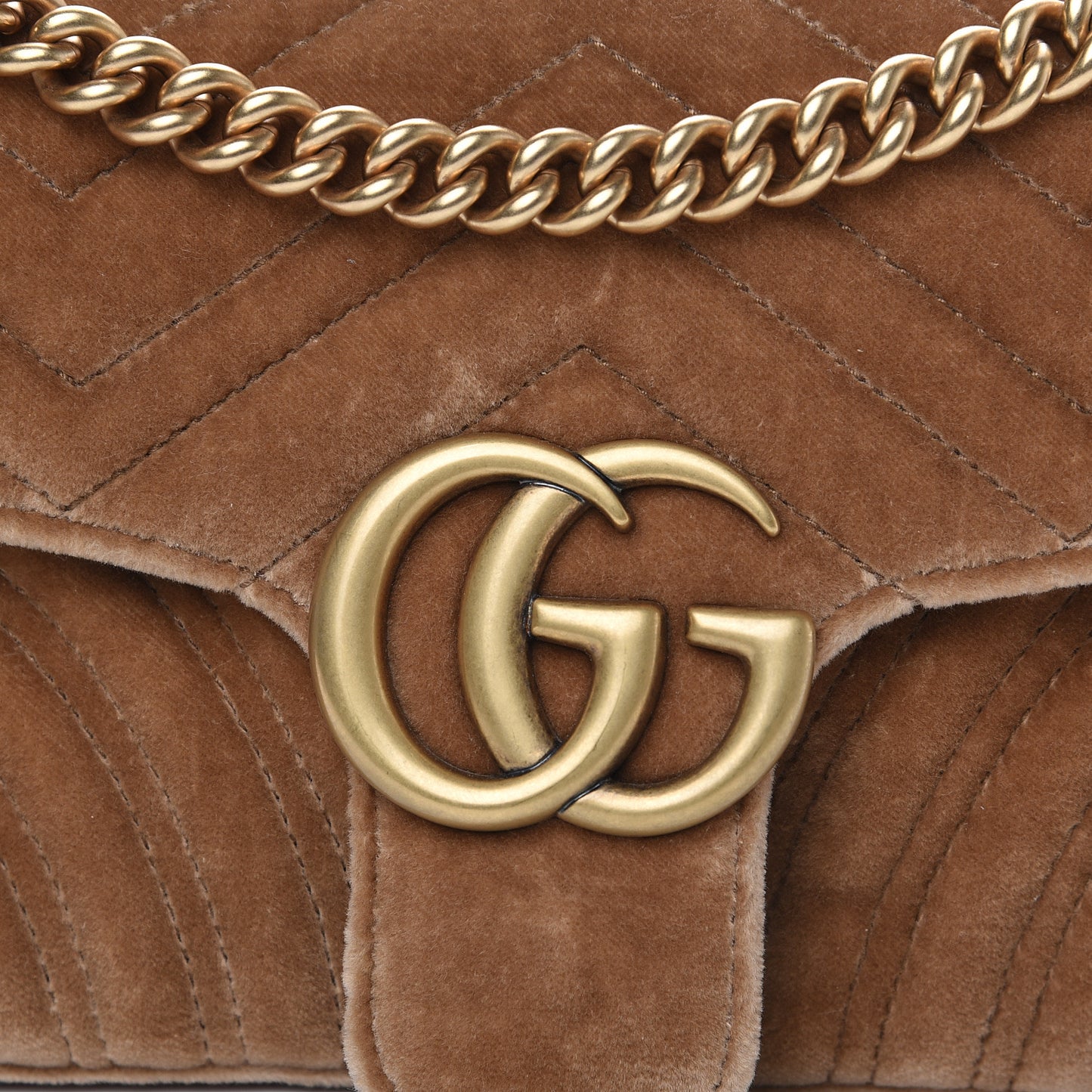 Velvet Matelasse Small GG Marmont Shoulder Bag Taupe
