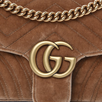 Gucci Velvet Matelasse Small GG Marmont Shoulder Bag Taupe 7 of 10
