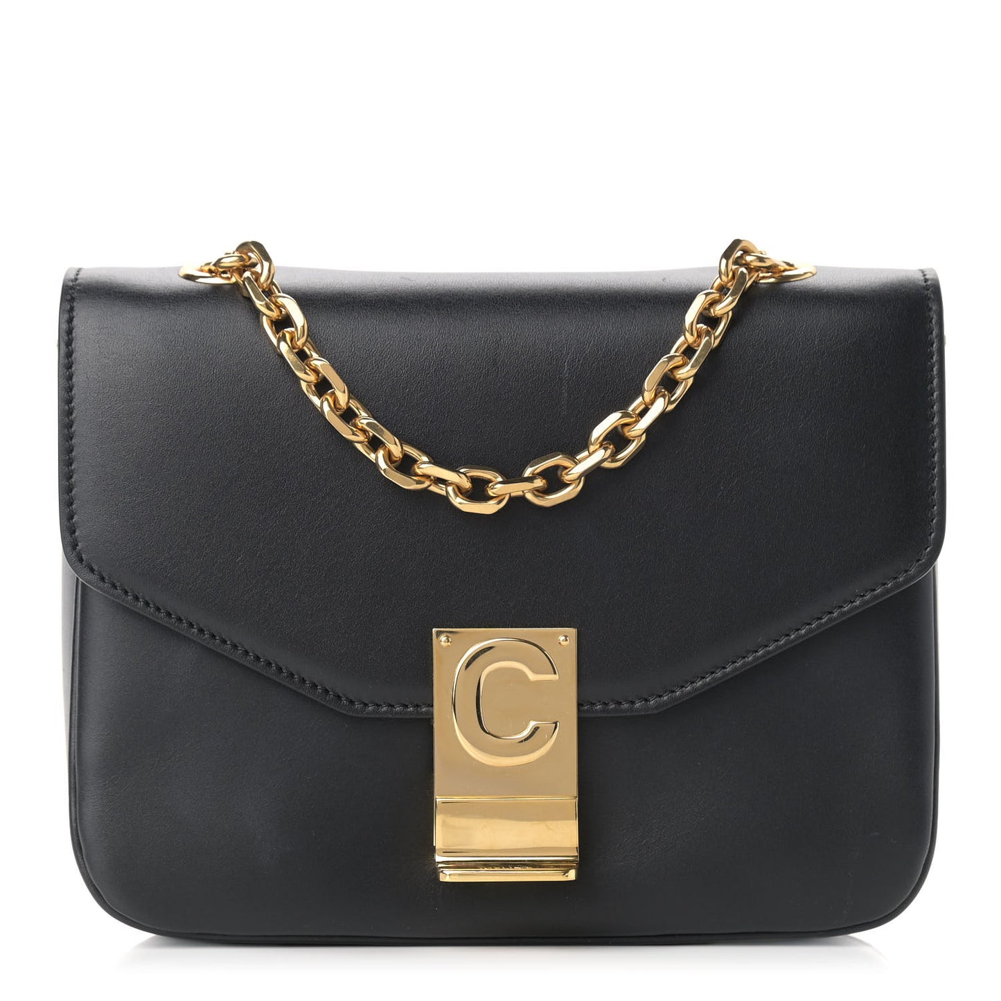 Shiny Calfskin Small C Bag Black