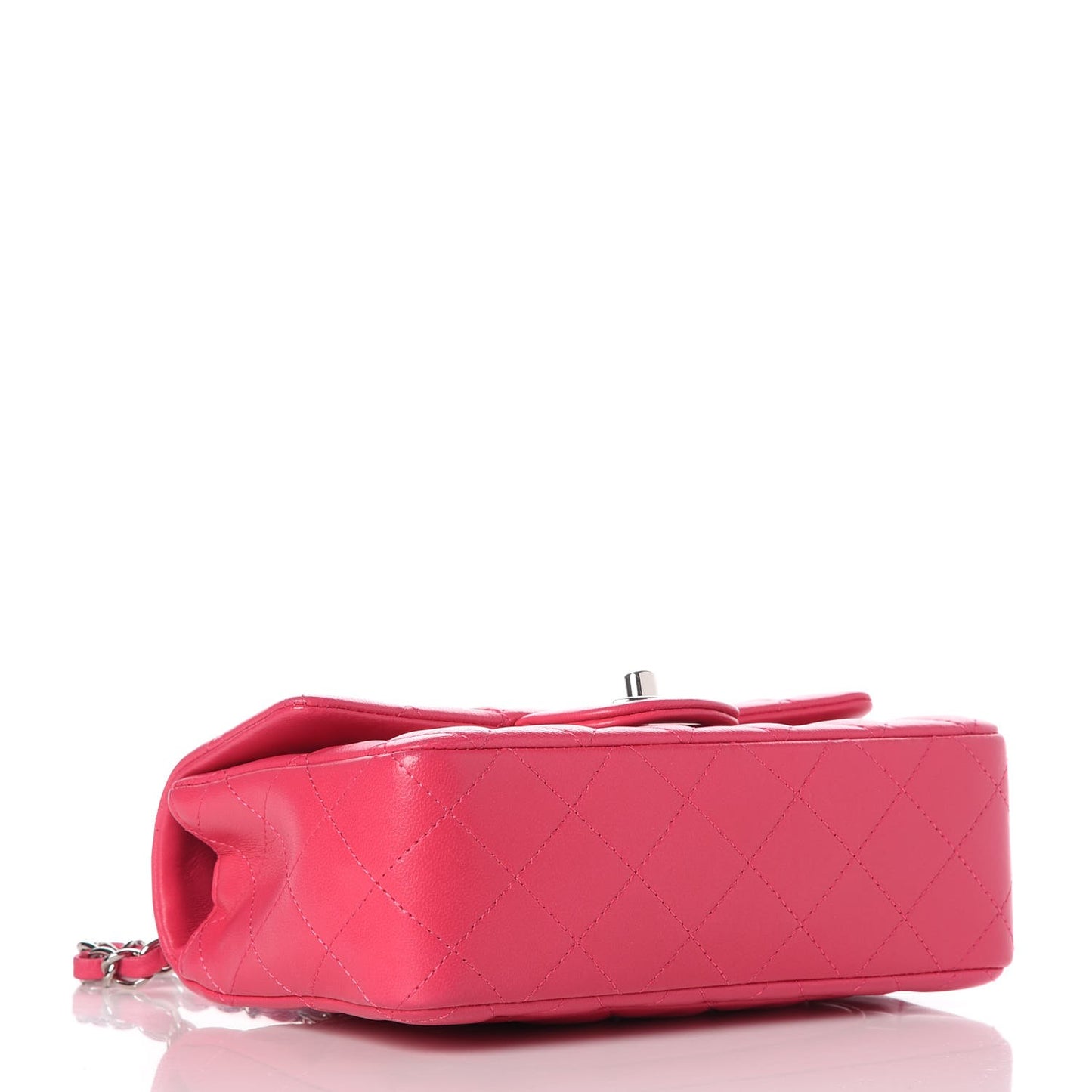 Lambskin Quilted Mini Rectangular Flap Dark Pink