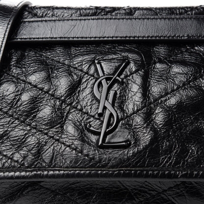 Saint Laurent Crinkled Calfskin Matelasse Monogram Baby Niki Chain Satchel Black 11 of 11