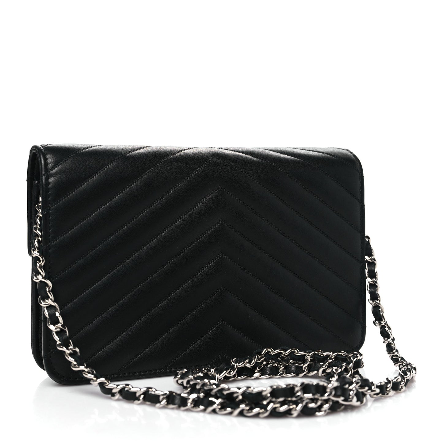 Sheepskin Chevron Wallet On Chain WOC Black