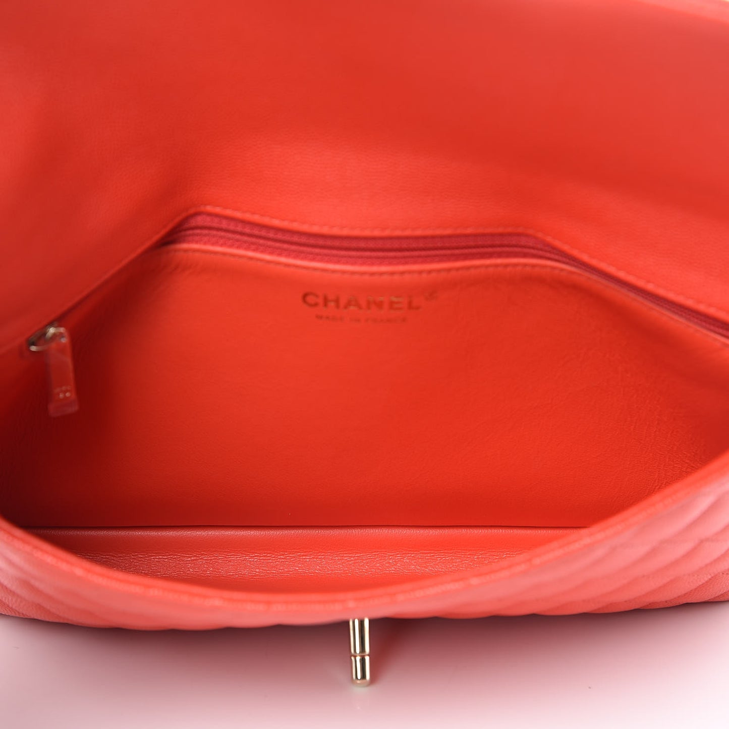 Caviar Quilted Flap Clutch Red