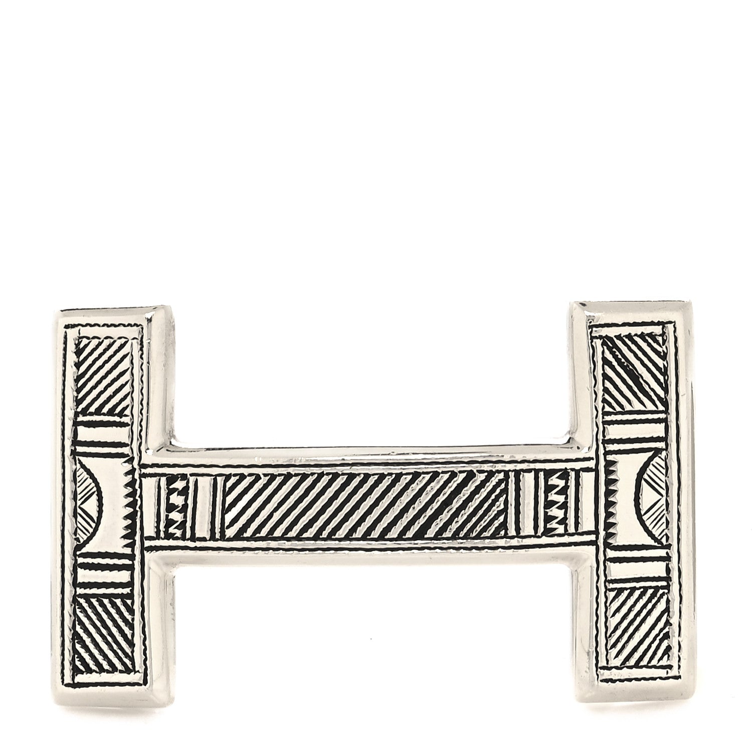 Hermes Sterling Silver Touareg 32mm H Belt Buckle 1 of 4