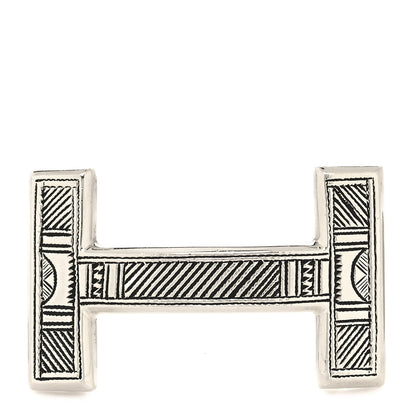 Hermes Sterling Silver Touareg 32mm H Belt Buckle 1 of 4