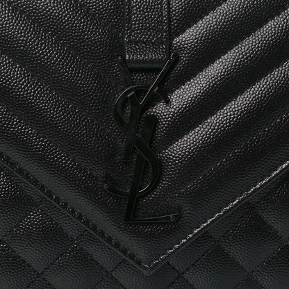 Saint Laurent Grain De Poudre Textured Mixed Matelasse Triquilt Medium Monogram Satchel Black 7 of 12