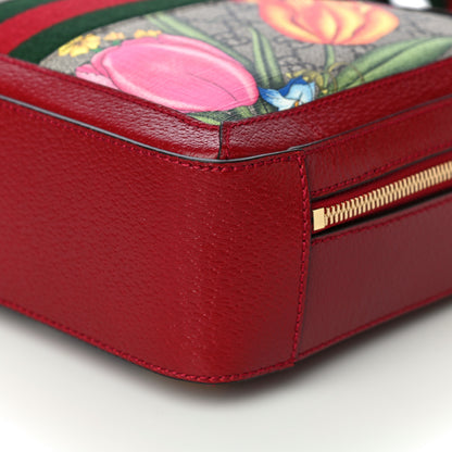 Gucci GG Supreme Monogram Flora Web Small Ophidia Top Handle Shoulder Bag Hibiscus Red 9 of 10