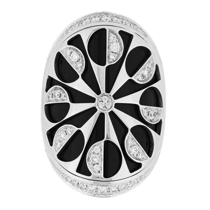 Bulgari 18K White Gold Diamond Black Onyx Intarsio Ring 52 6 1 of 5