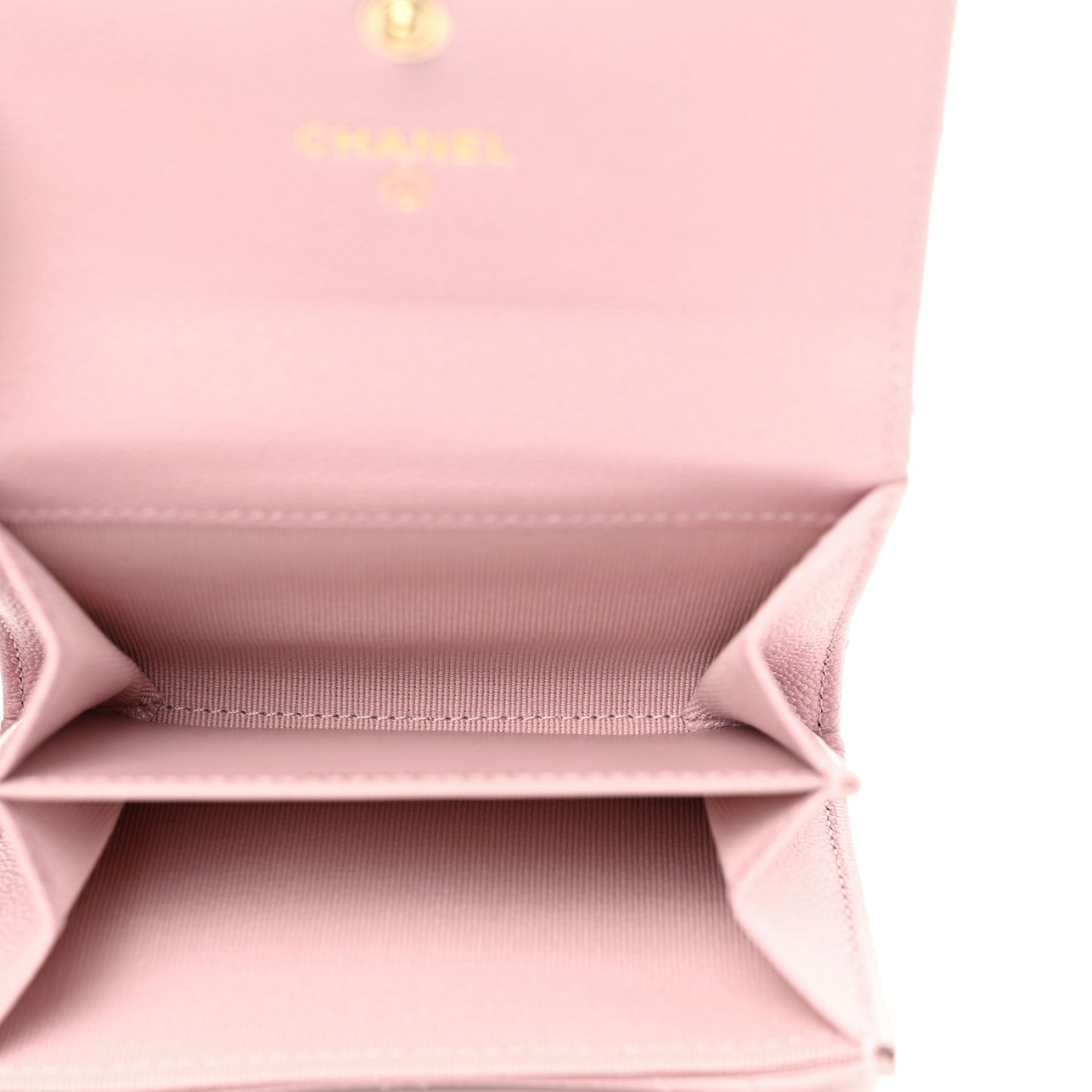 Caviar Quilted Studded CC Flap Card Holder Light Pink