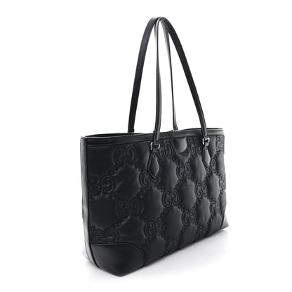 Gucci Nylon Calfskin Enamel GG Matelasse Medium Ophidia Shopping Tote Black 3 of 10
