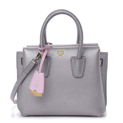 MCM Metallic Grained Calfskin Mini Milla Tote Spike Silver 1 of 13