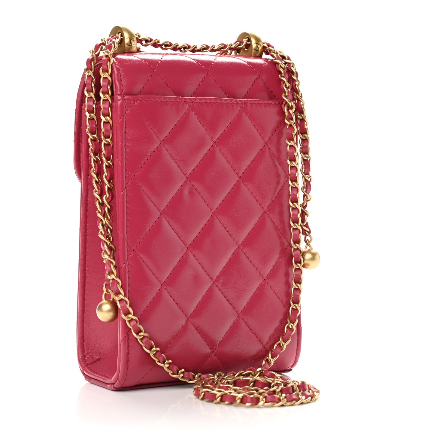 Lambskin Quilted Vertical Perfect Fit Flap With Chain Pink