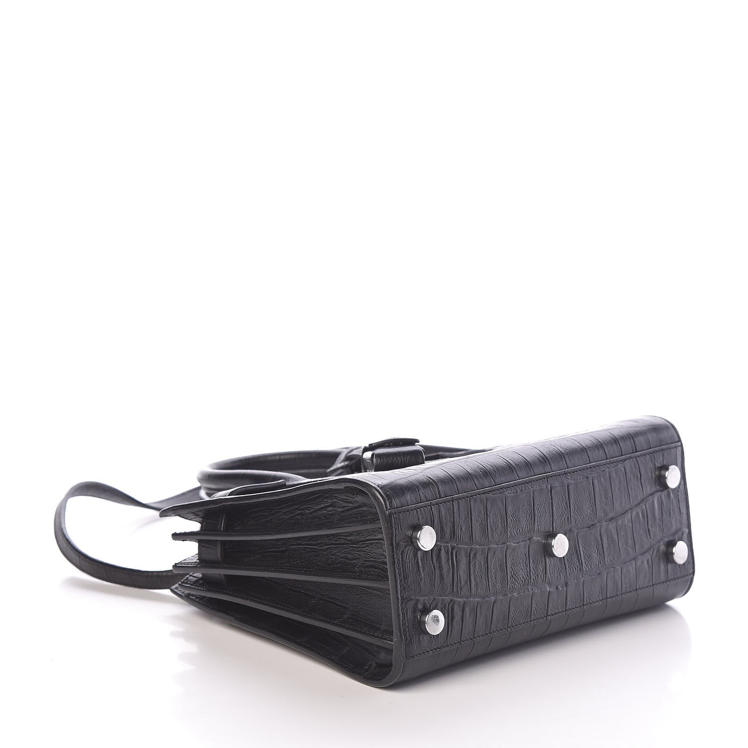 Saint Laurent Calfskin Crocodile Embossed Nano Sac De Jour Black 5 of 9