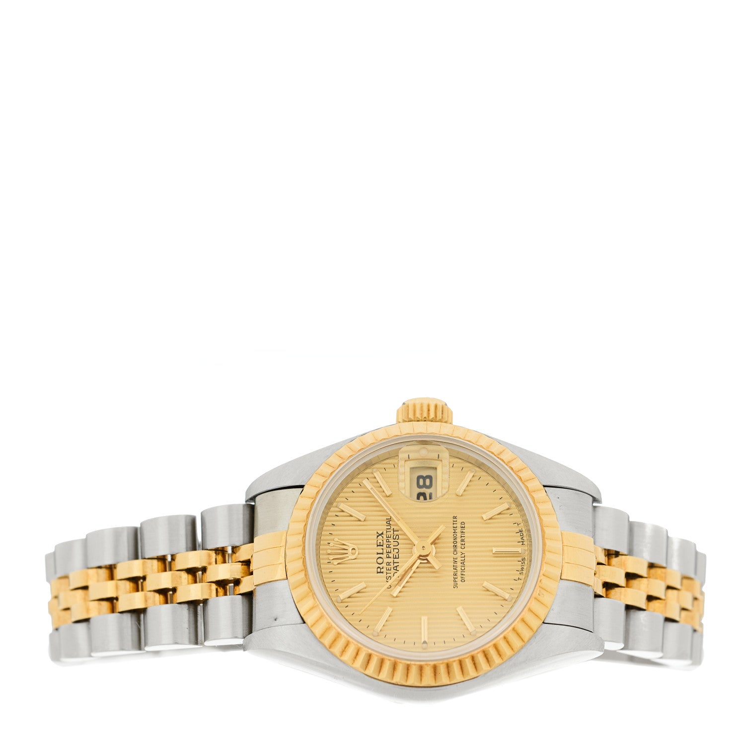Rolex Stainless Steel 18K Yellow Gold 26mm Oyster Perpetual Datejust Watch Champagne Tapestry 69173 2 of 4
