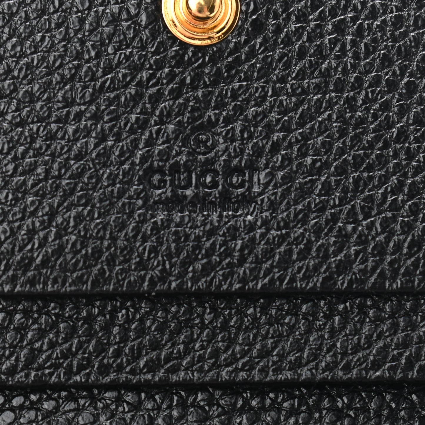 Grainy Calfskin Zumi Chain Card Case Wallet Black