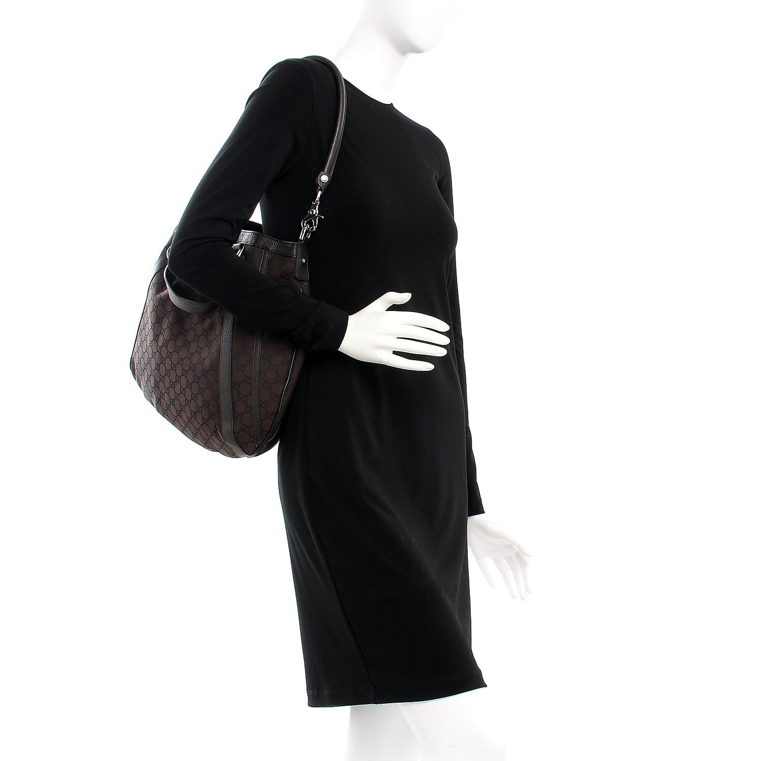 Gucci Monogram Medium Abbey Convertible Tote Dark Brown 2 of 10
