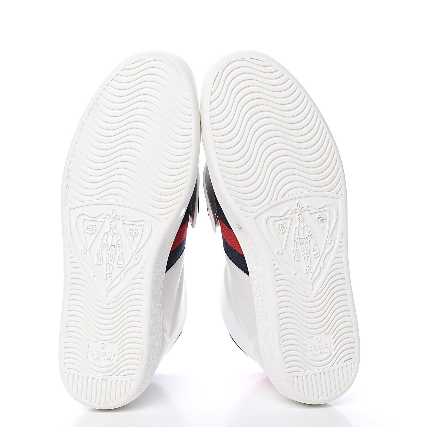 Calfskin Web Wolf Removable Patches Mens Ace High Top Sneakers 8.5 White