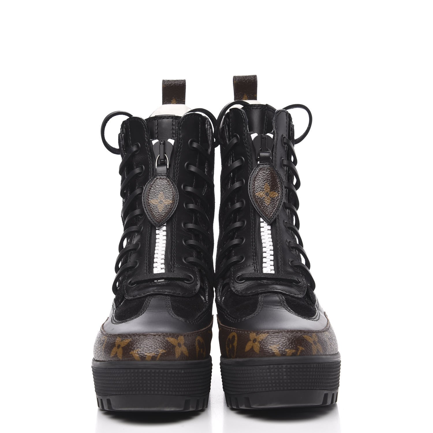 Louis Vuitton Suede Calfskin Monogram Laureate Platform Desert Boots 37 Black 3 of 8