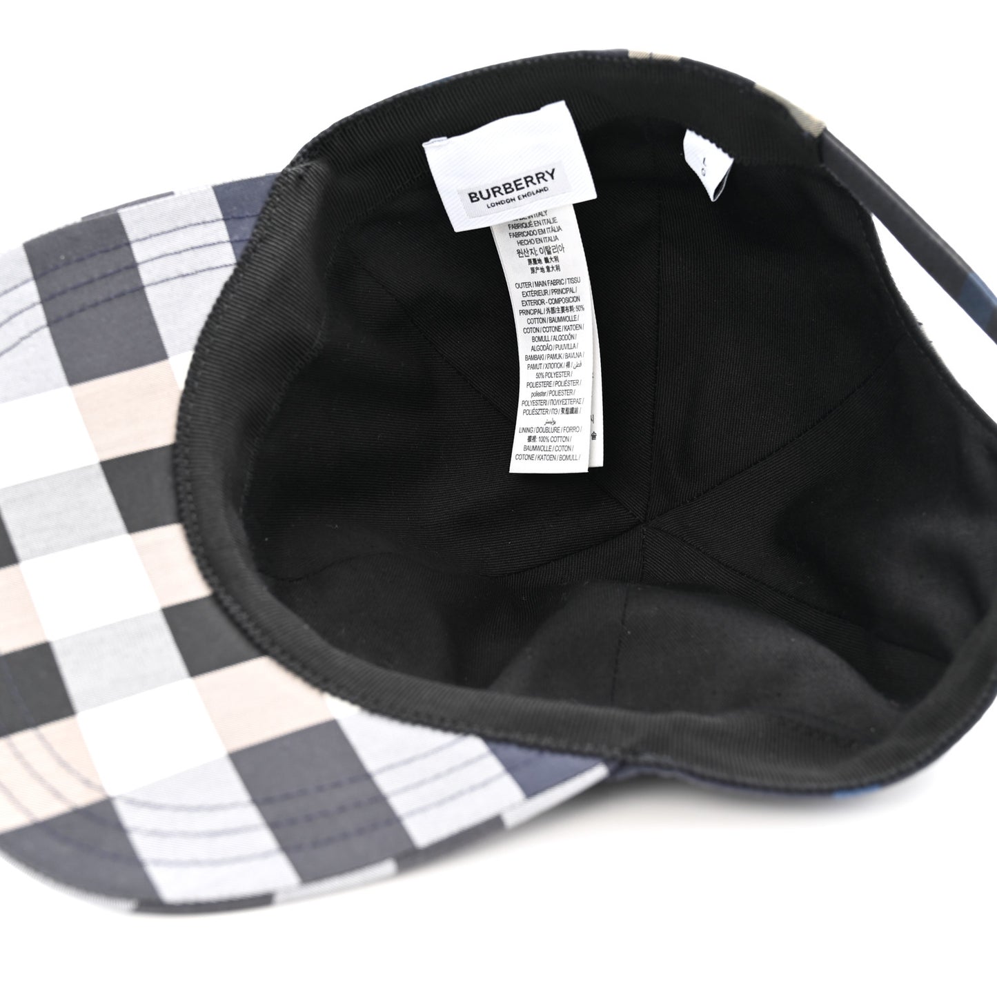 Technical Cotton Check Baseball Cap L Blue Grey