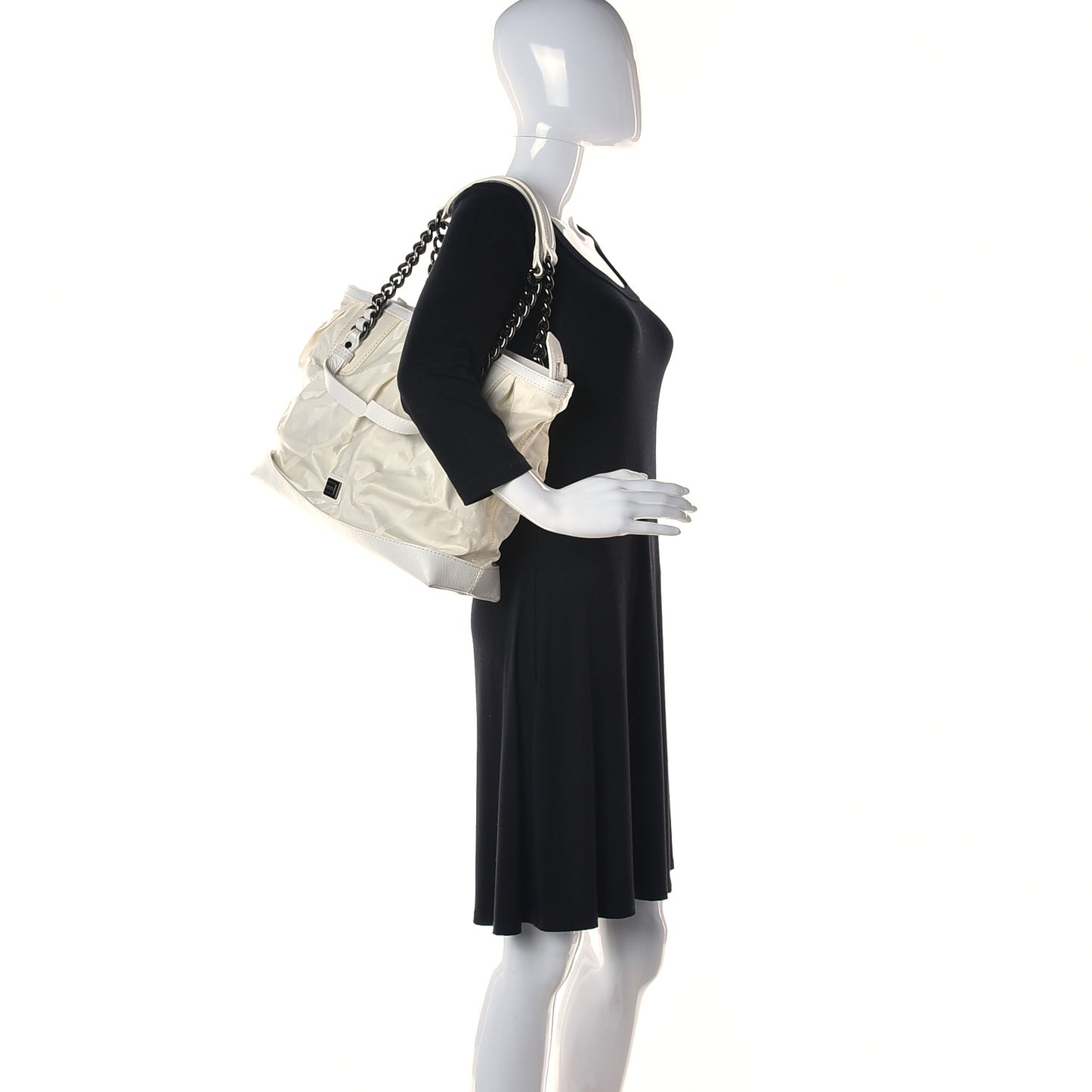 Nylon Beat Check Shoulder Bag White