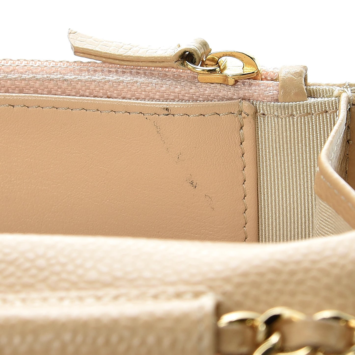 Caviar Quilted Wallet On Chain WOC Beige Clair
