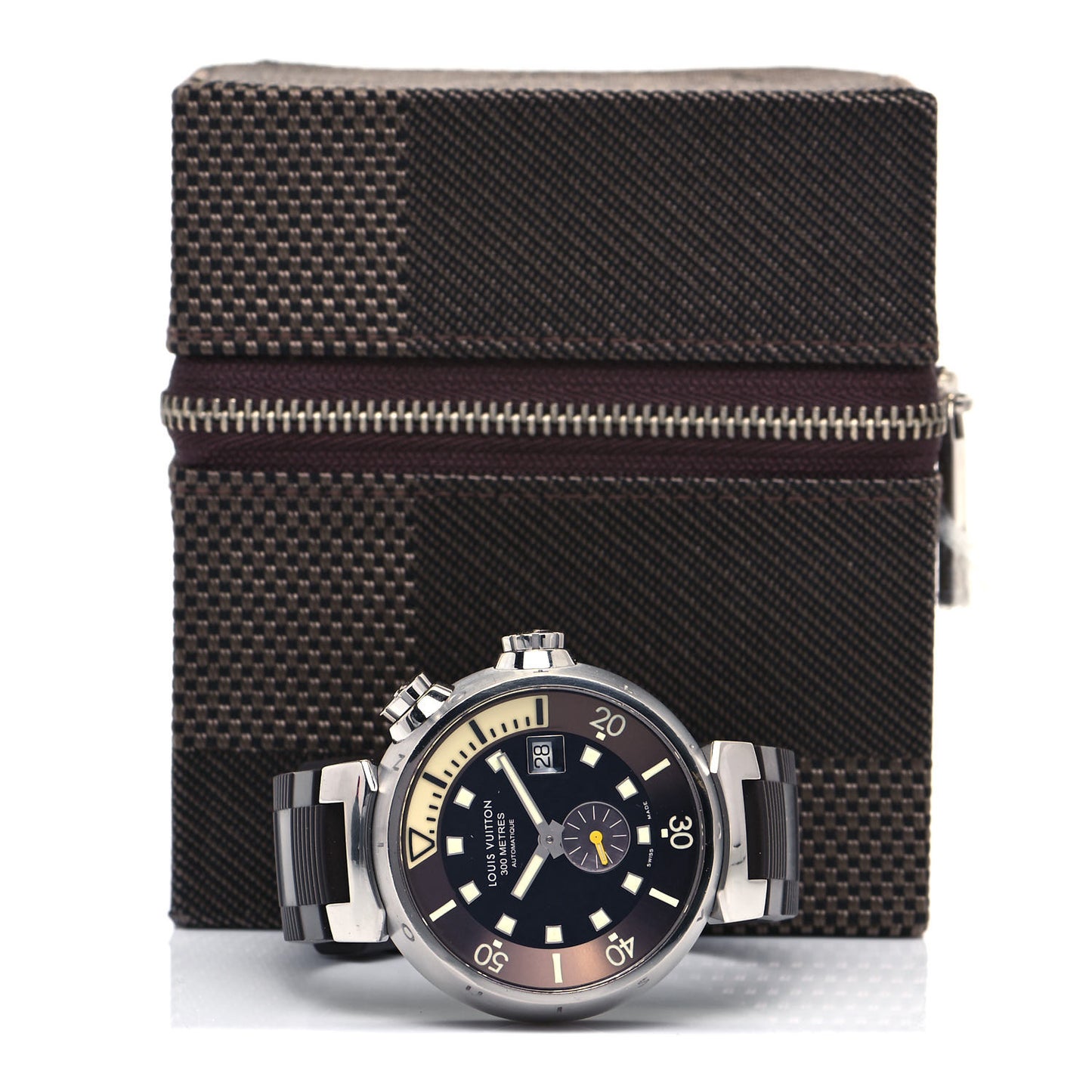 Stainless Steel Rubber 44mm Tambour Diver Automatic Watch Black