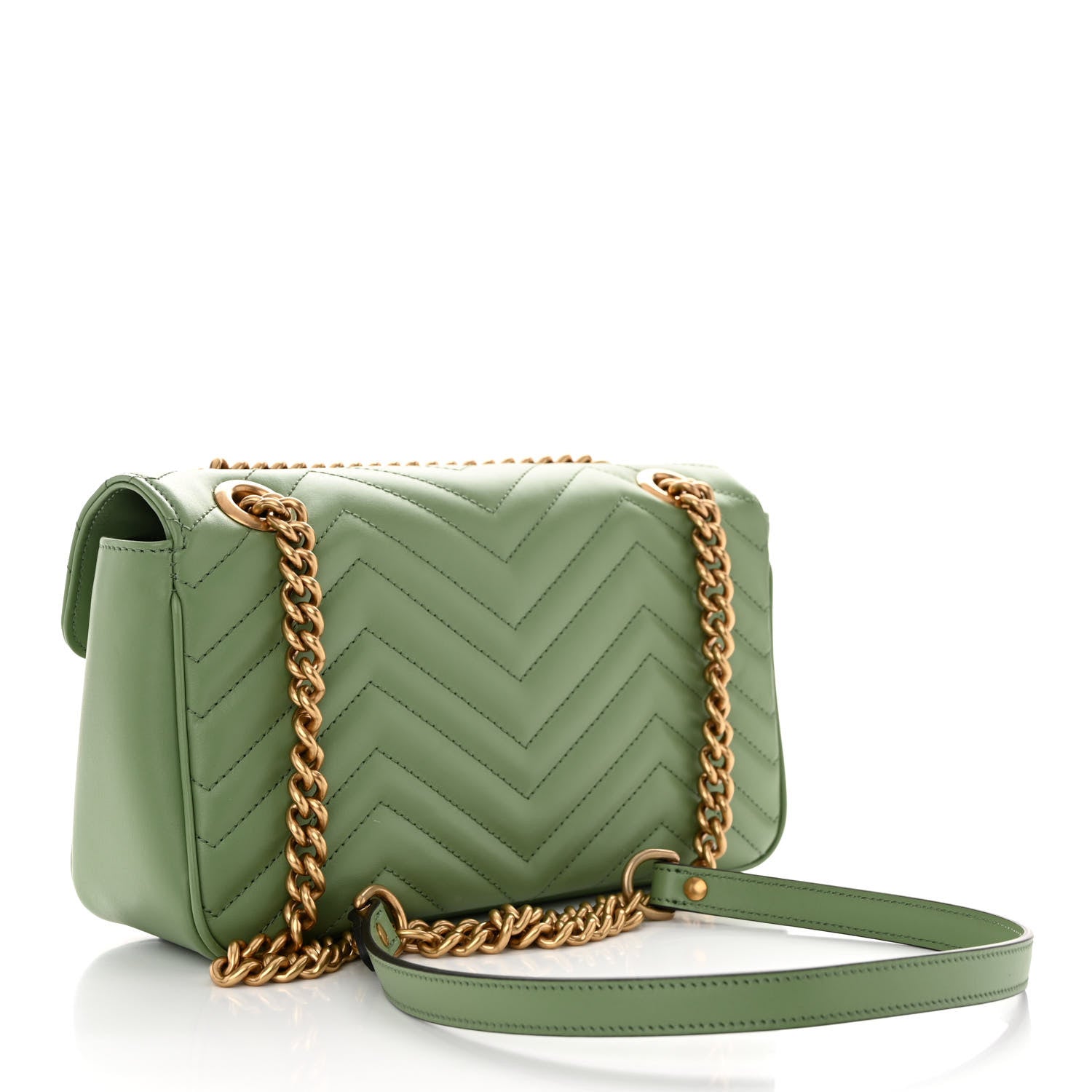 Gucci Calfskin Matelasse Small GG Marmont Shoulder Bag Salamander Green 3 of 10