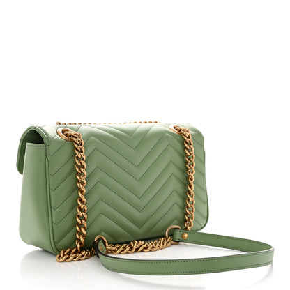 Gucci Calfskin Matelasse Small GG Marmont Shoulder Bag Salamander Green 3 of 10