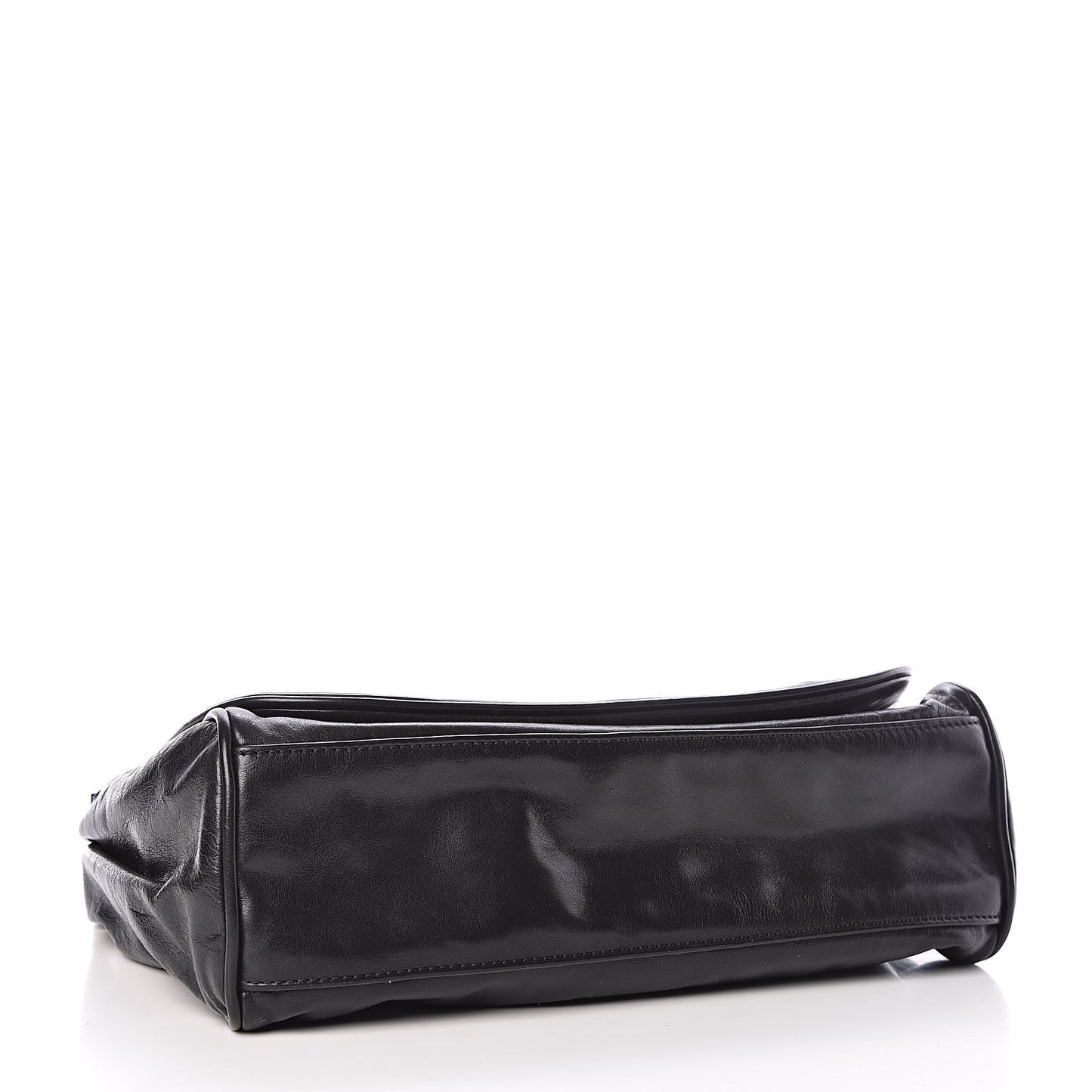 Calfskin Small Rock and Chain Flap Black