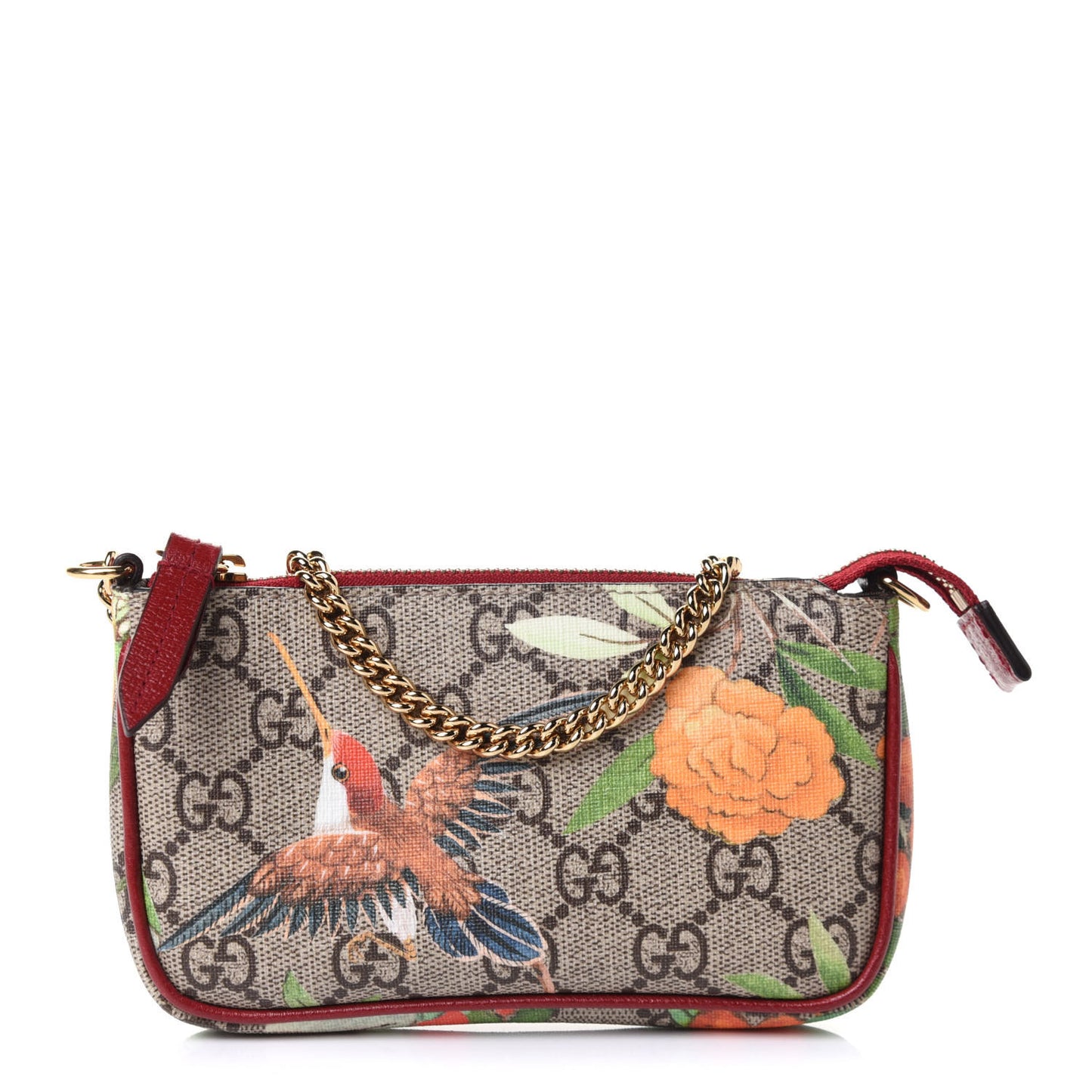 GG Supreme Monogram Tian Mini Chain Bag Beige Multicolor Red