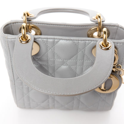 Christian Dior Metallic Lambskin Cannage Mini Lady Dior Grey 11 of 13