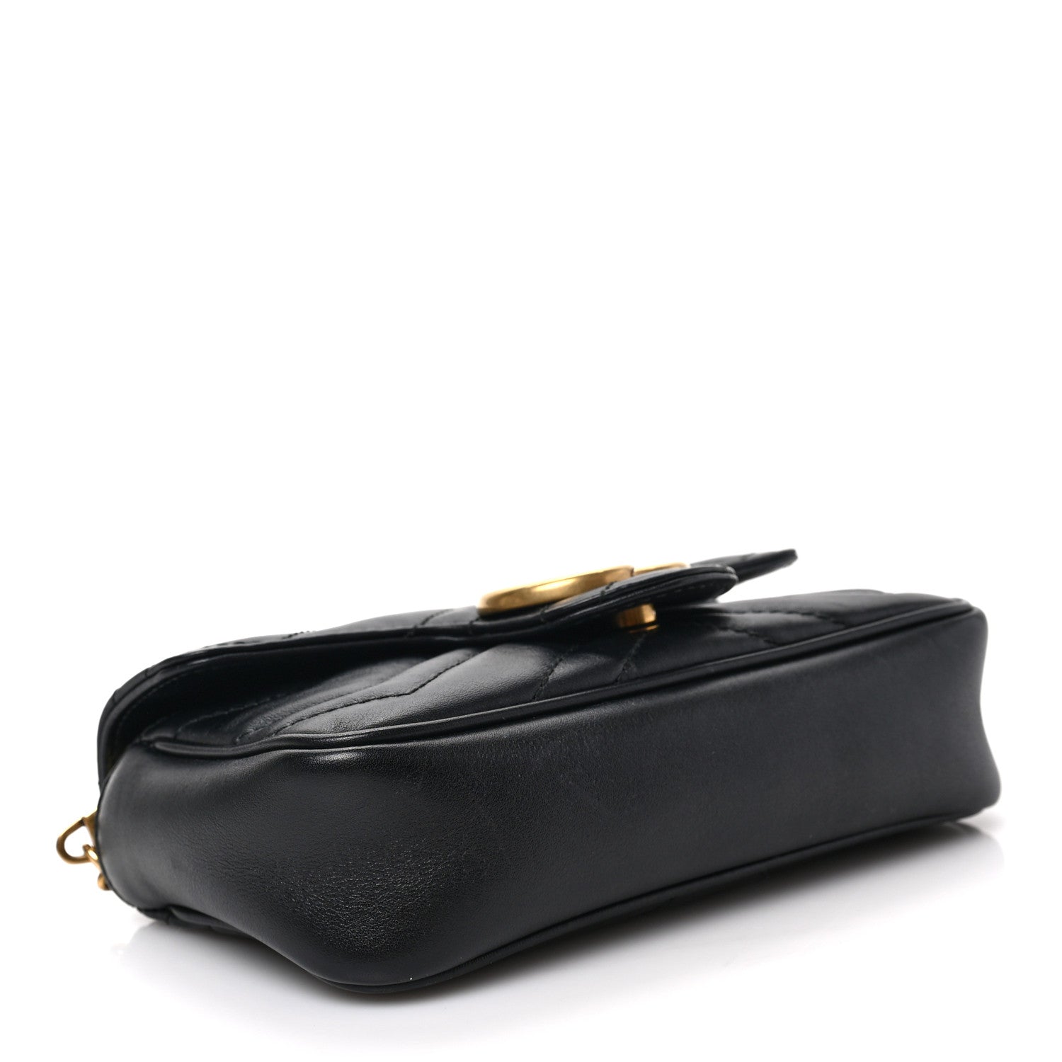 Gucci Calfskin Matelasse Super Mini GG Marmont Shoulder Bag Black 4 of 8