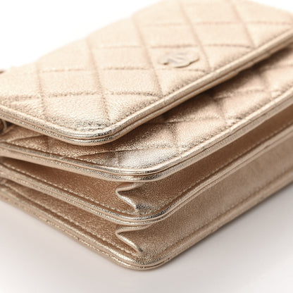 Chanel Metallic Lambskin Quilted Mini Wallet On Chain WOC Gold 6 of 11